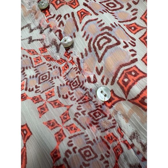 Express Women Sheer Aztec Button Front Maxi Dress Size M Coachella Festival Boho - Picture 5 of 16